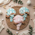 Cumplemés de madera con diseño de globo aerostático