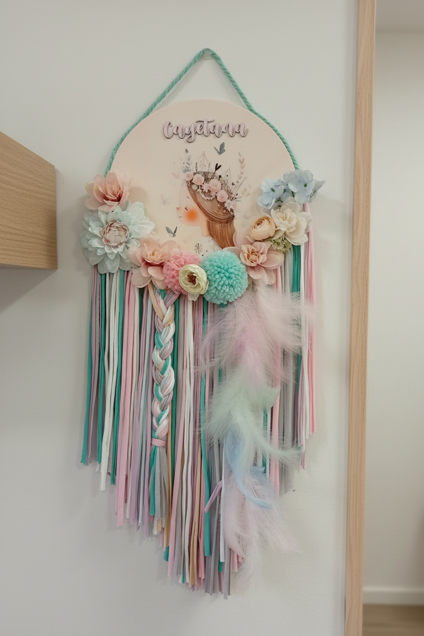 Atrapasueños personalizado con princesa para habitación infantil