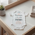 Body de bebé personalizado con mensaje de bienvenida rosa