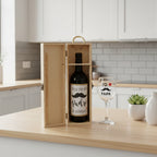 Caja de madera para vino con copa personalizada grabada