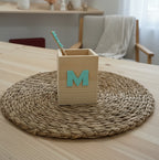 Cubilete con lápiz personalizado de madera y metacrilato