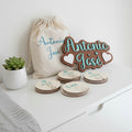 Set de placas cumplemés de madera con animales
