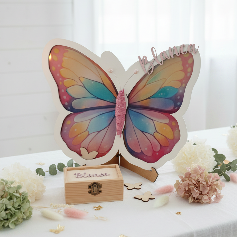 Marco firmas Primera Comunión modelo Mariposa personalizado - Arte44 Utrera