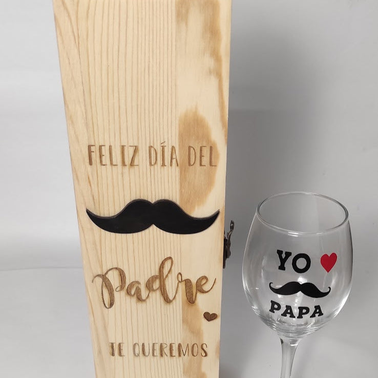 Caja para vino y copa personalizada