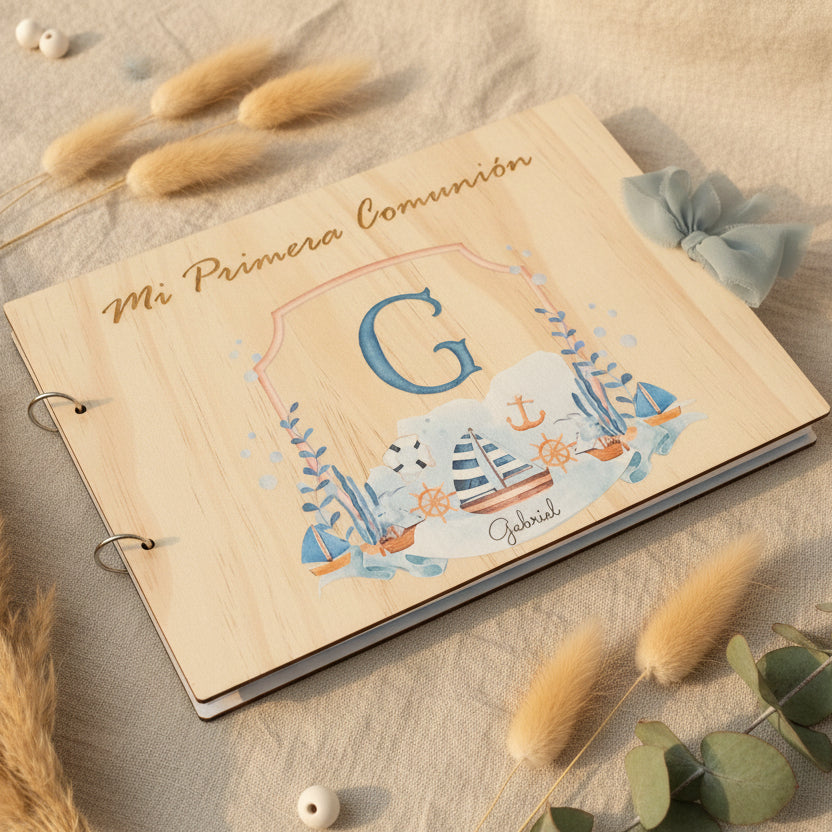 Álbum de comunión con motivos marinos, modelo Gabriel