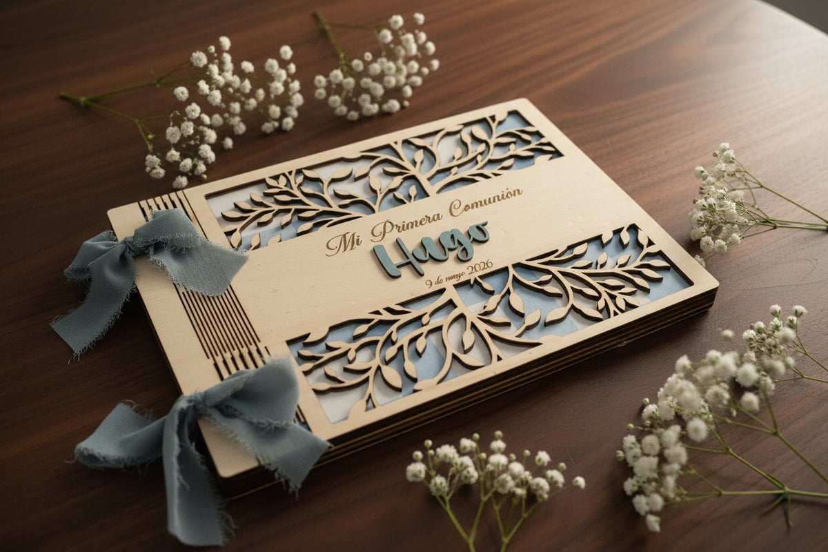 Álbum de comunión de madera, modelo Hugo