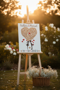 Cartel de firmas de madera personalizado para boda