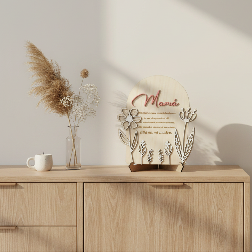 Placa decorativa personalizada con dedicatoria para mamá