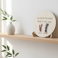 Placa de madera con flor de lavanda personalizada para mamá