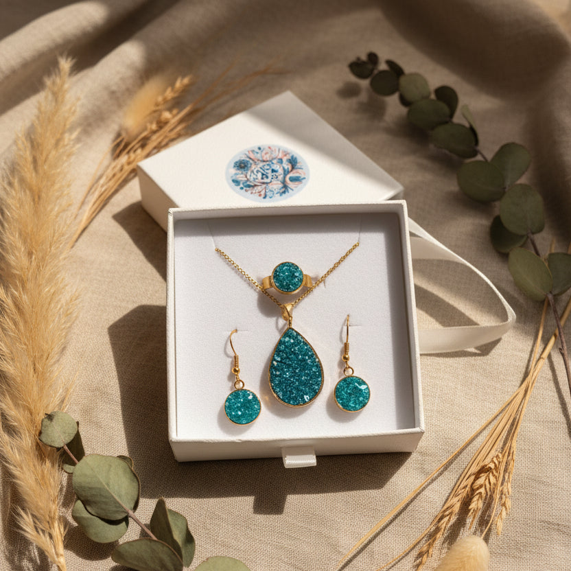 Conjunto de joyería en resina personalizado - Arte44 Utrera