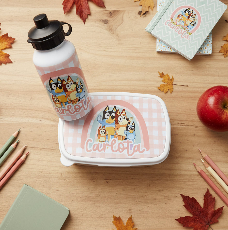 Conjunto tupper y botella personalizados infantil - Arte44 Utrera