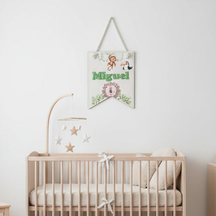 Banderín de madera decorativo safari