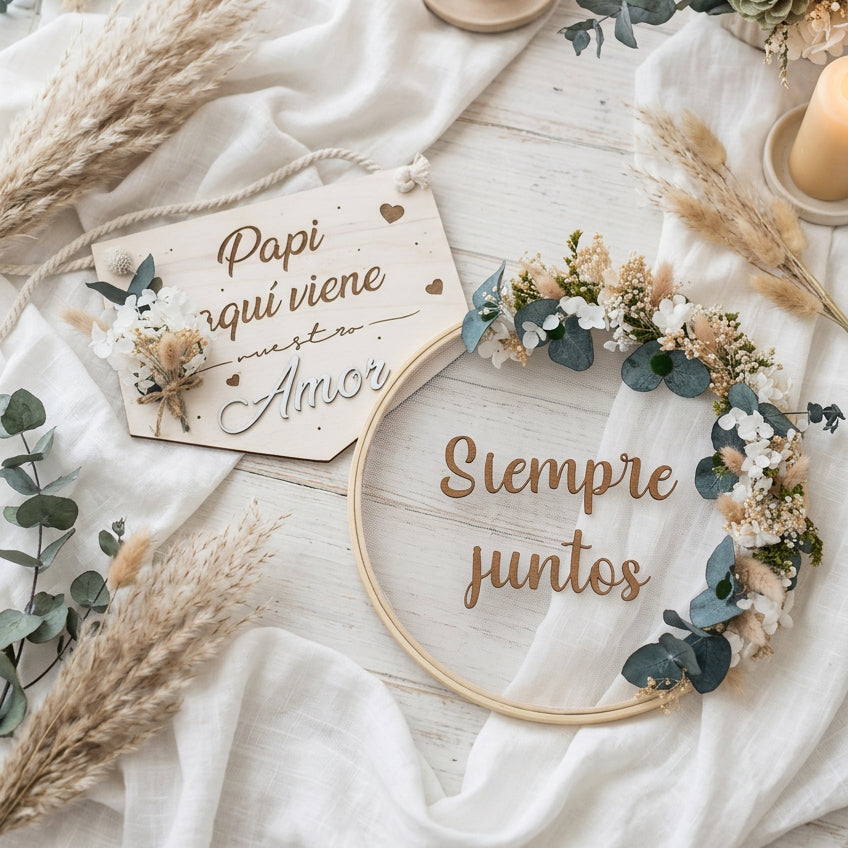 Conjunto cartel y porta alianzas