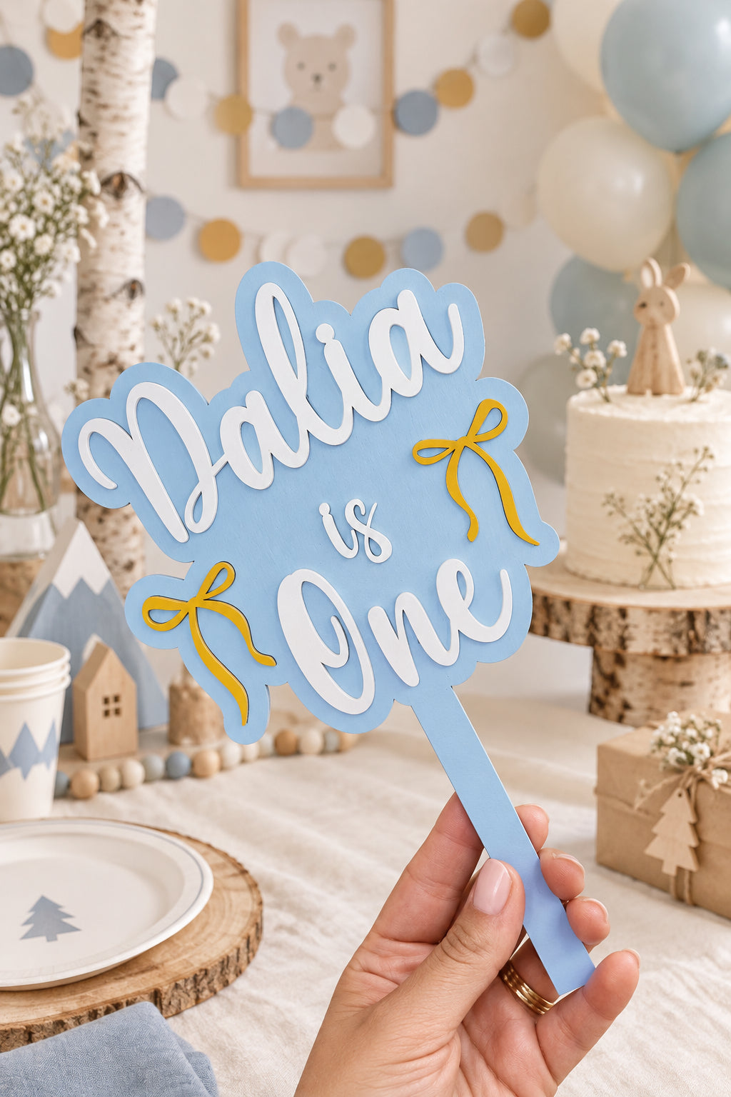 Topper de madera para tarta personalizado